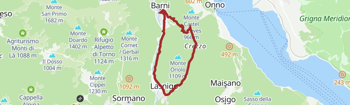 Route map: Anello ai piedi del Monte Oriolo